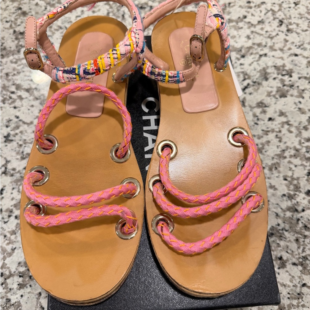 Chanel Pink and Multicolor Women's Sandals